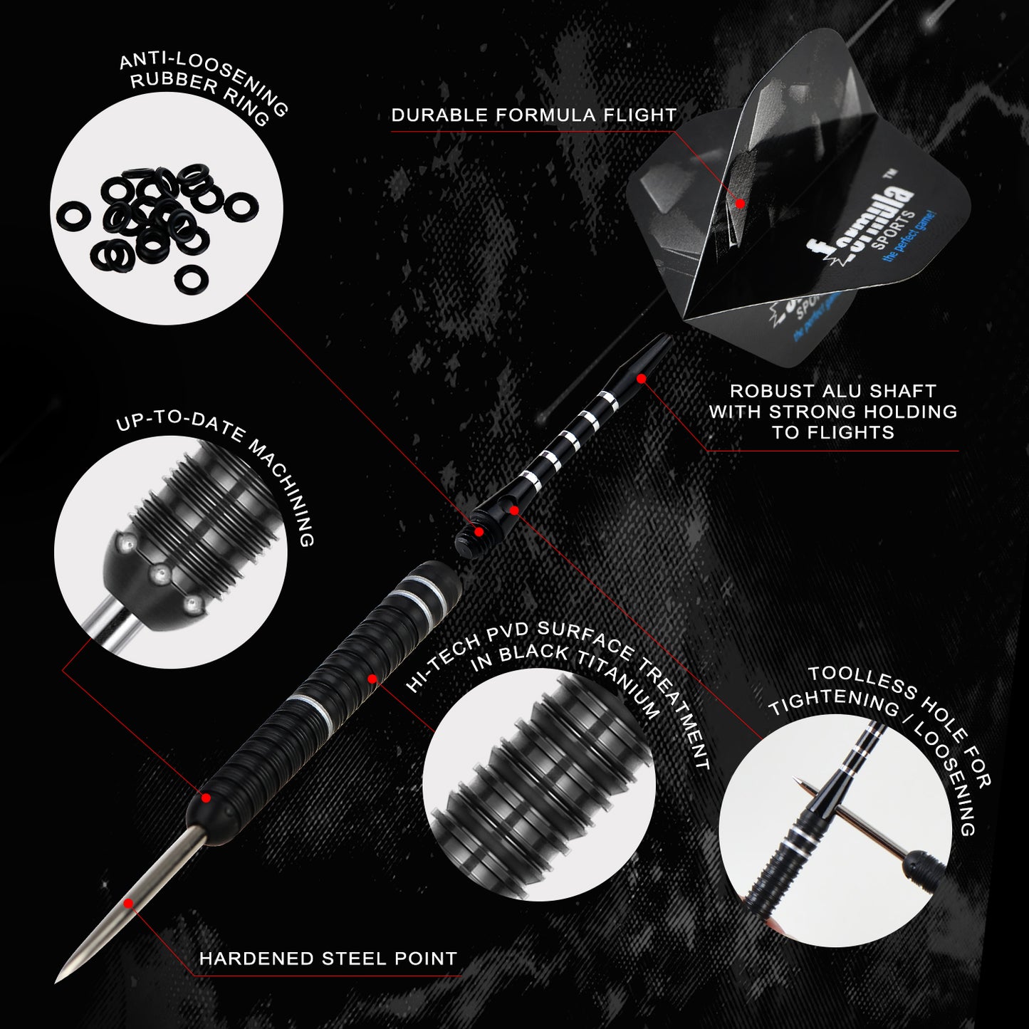 FST180 GEN3 Black + Silver Dart Set (Pack of 3)