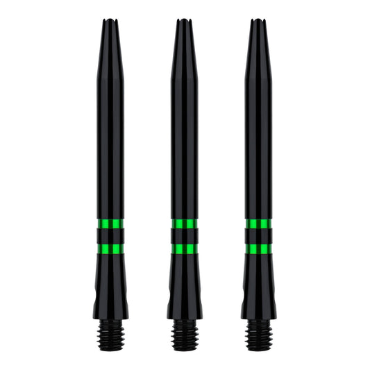 ONE80 TC Alu Dart Shafts - Regrooved Stems - Black & Green
