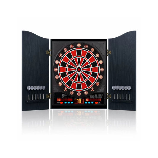 Elite Engraved Wood Cabinet Electronic Dartboard Set - image 2