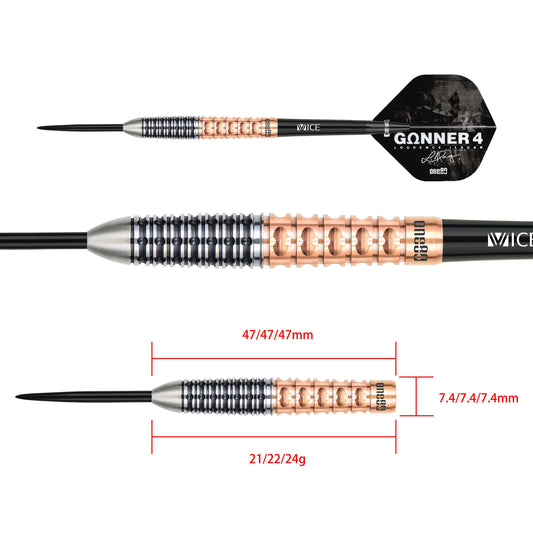 ONE80 Lourence Ilagan Darts - Steel Tip - 90% Tungsten - Rose Gold
