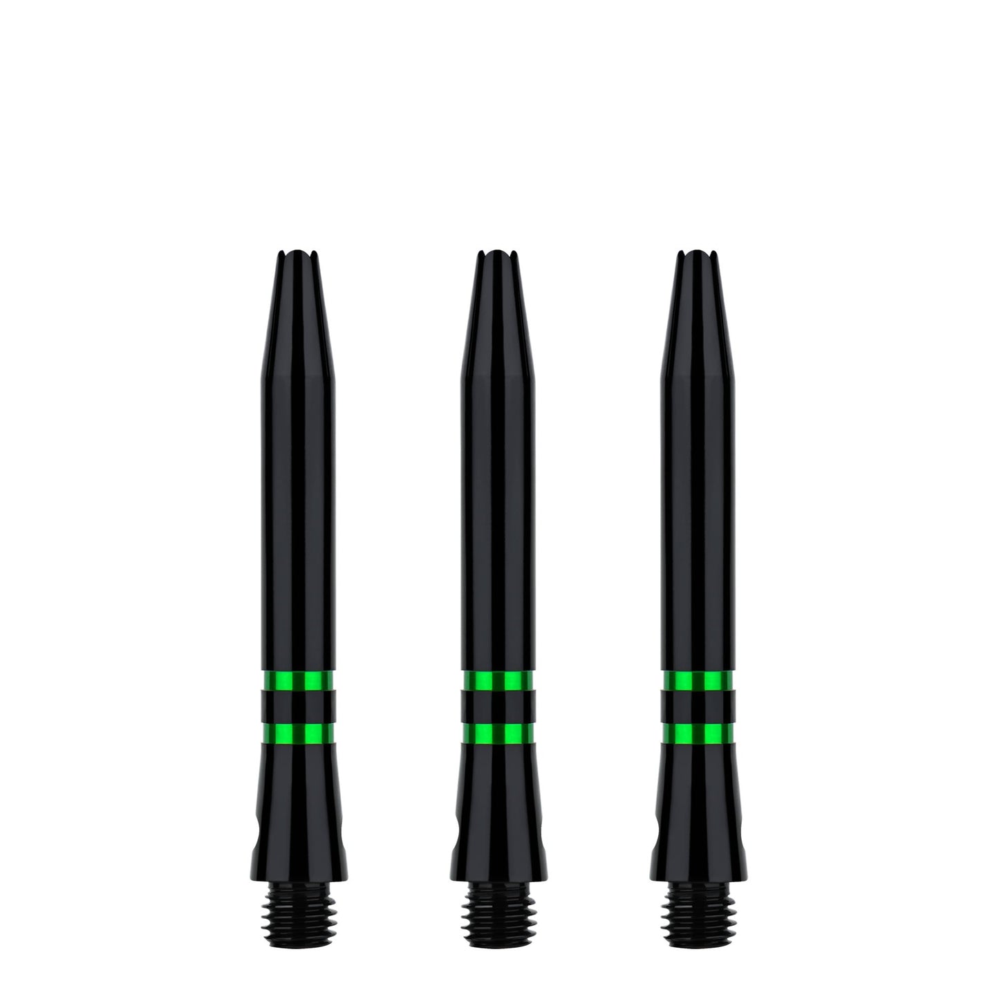 ONE80 TC Alu Dart Shafts - Regrooved Stems - Black & Green