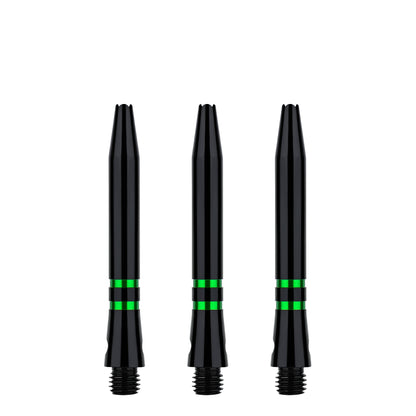 ONE80 TC Alu Dart Shafts - Regrooved Stems - Black & Green