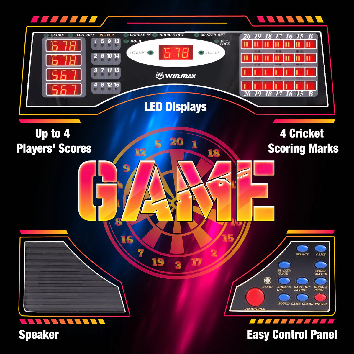 16-Player Electronic Dartboard Cabinet Set