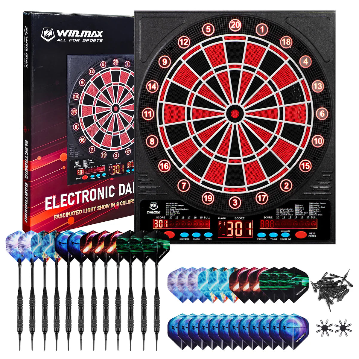 8-Player LED Electronic Dartboard Set