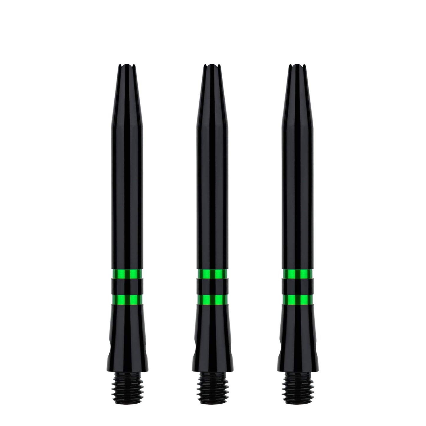 ONE80 TC Alu Dart Shafts - Regrooved Stems - Black & Green
