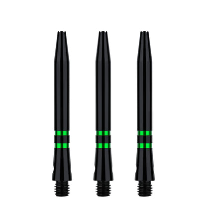 ONE80 TC Alu Dart Shafts - Regrooved Stems - Black & Green