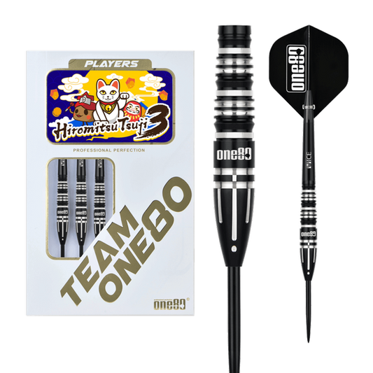 ONE80 Hiromitsu Tsuji V3 Black 90% - Steel Tip Darts