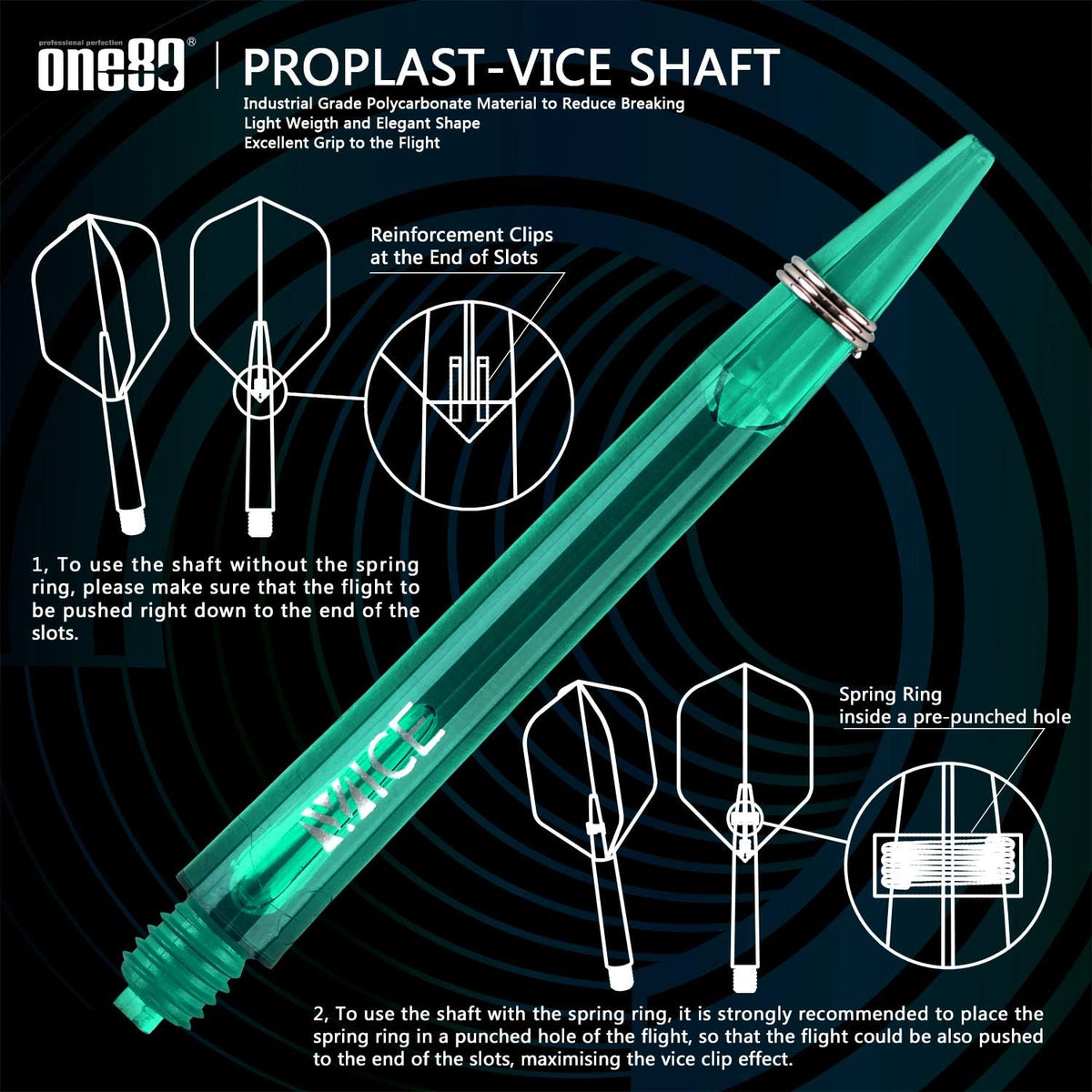 ONE80 Proplast-Vice dart shaft details