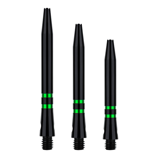 ONE80 TC Alu Dart Shafts - Regrooved Stems - Black & Green