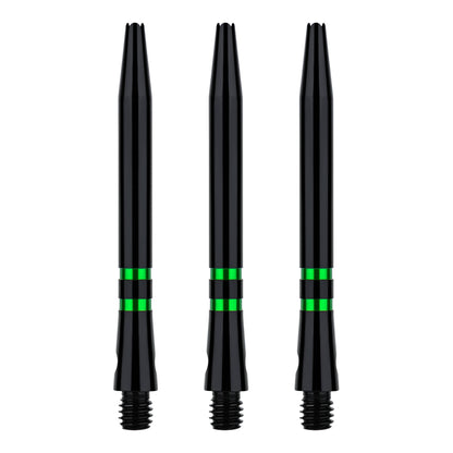 ONE80 TC Alu Dart Shafts - Regrooved Stems - Black & Green