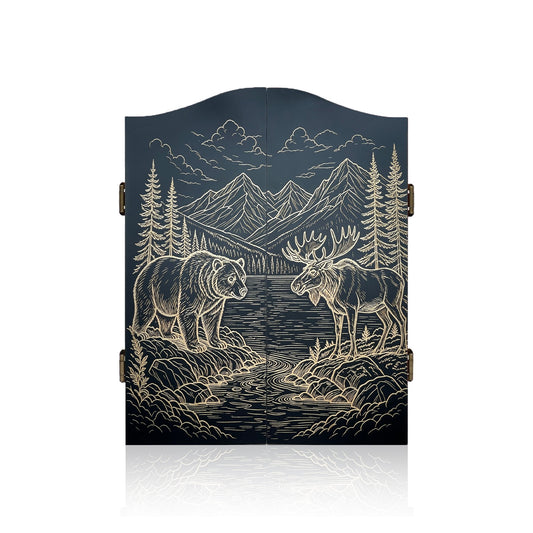 Elite Engraved Wood Cabinet Electronic Dartboard Set - image 1