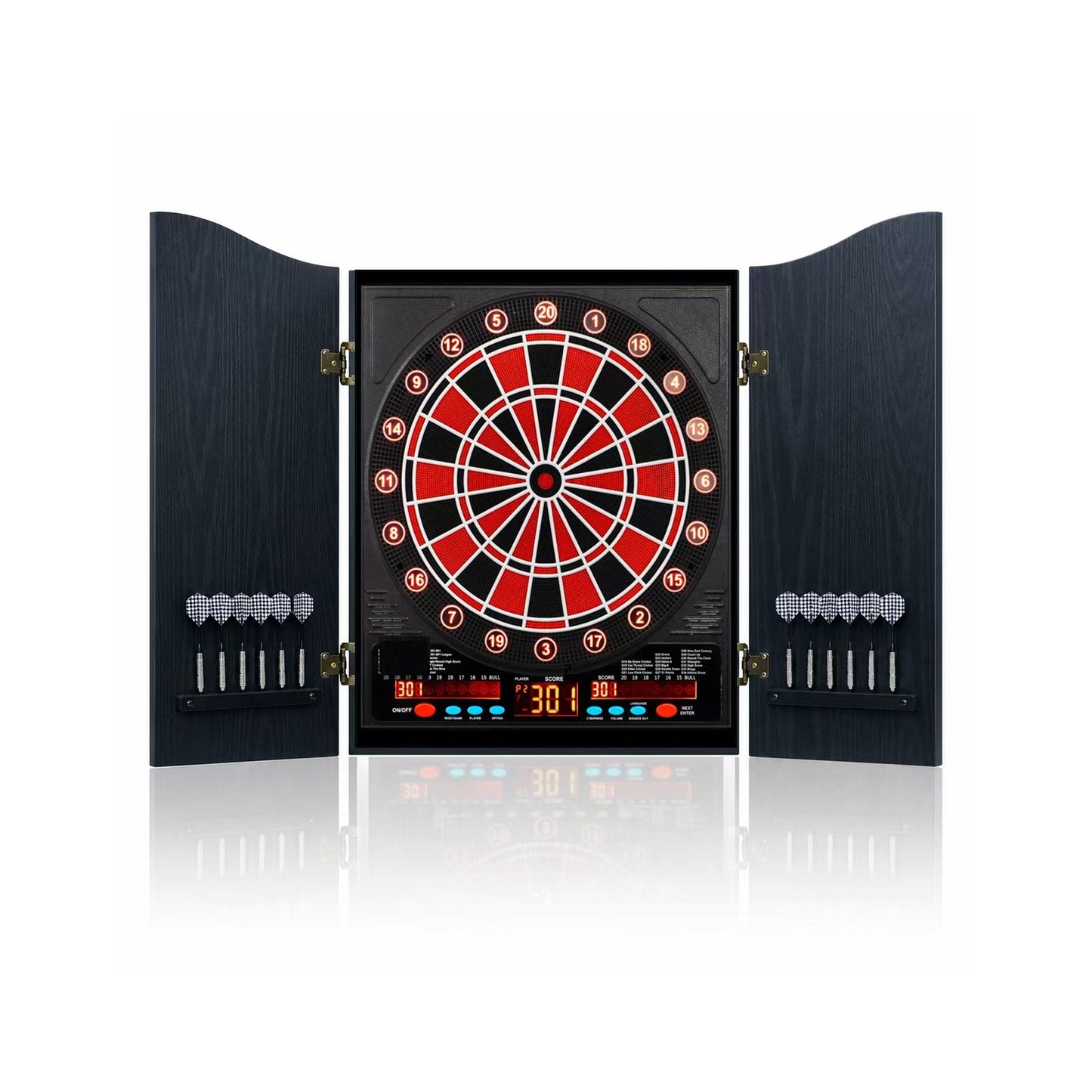 Elite Engraved Wood Cabinet Electronic Dartboard Set - image 2