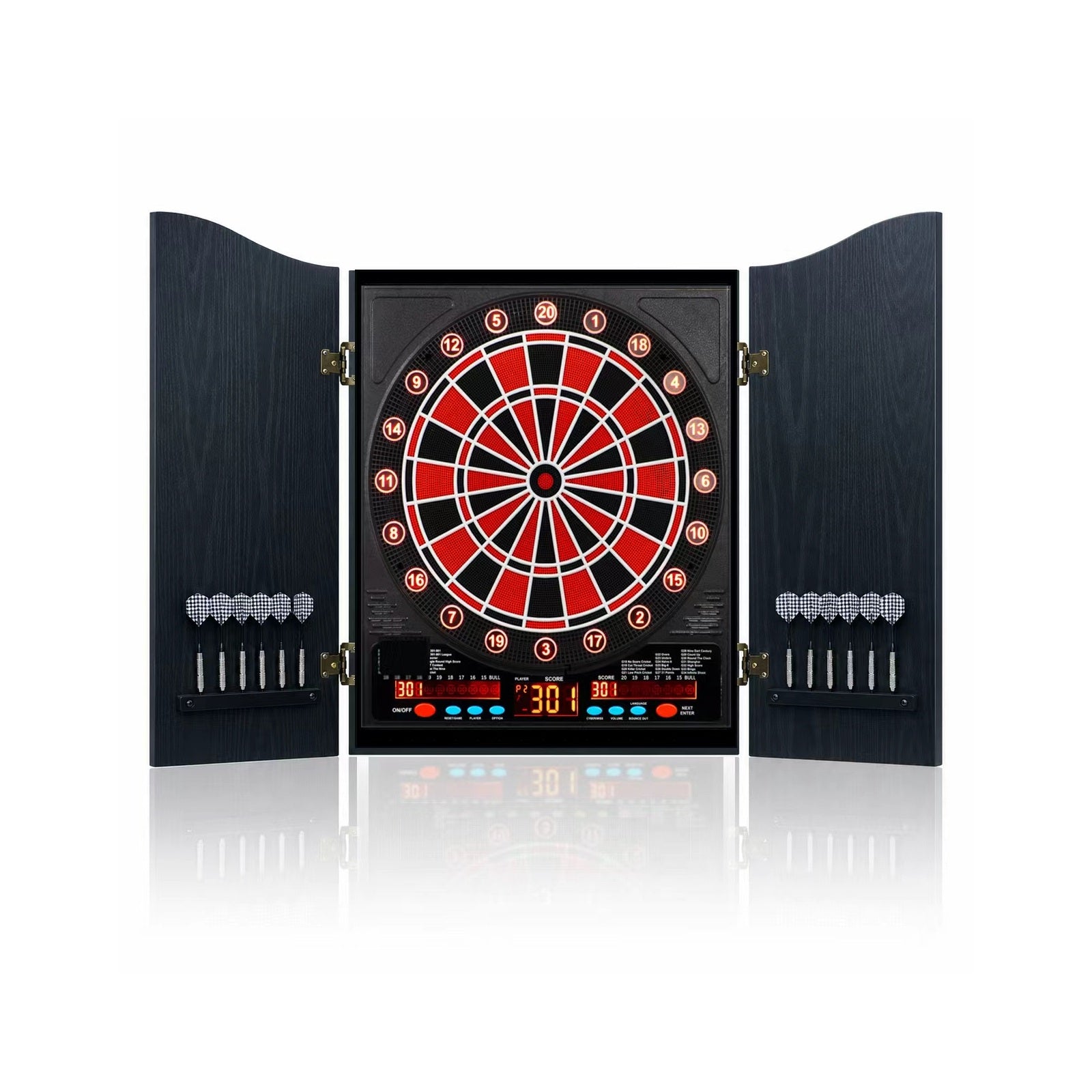Elite Engraved Wood Cabinet Electronic Dartboard Set - image 2