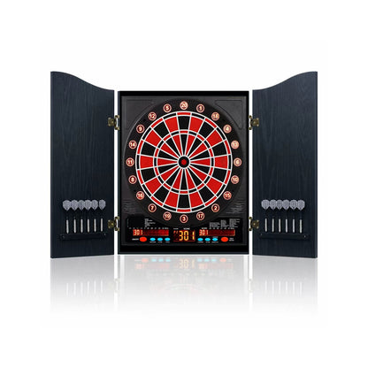 Elite Engraved Wood Cabinet Electronic Dartboard Set - image 2