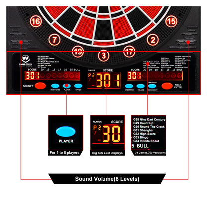 Elite Engraved Wood Cabinet Electronic Dartboard Set - image 4